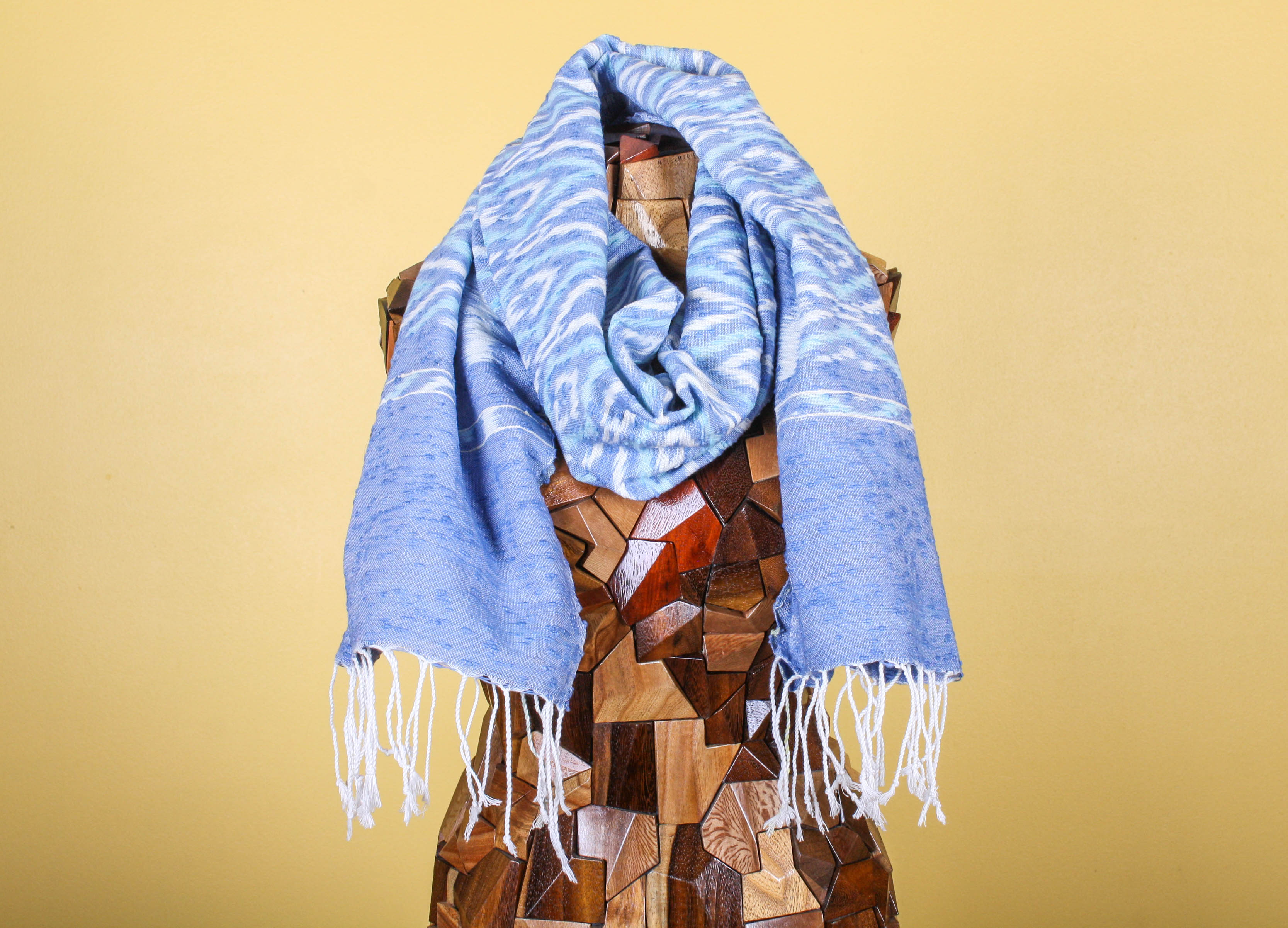 blue and white silk scarf
