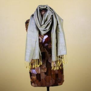 Metallic Green & Gold Silk Handmade Scarf