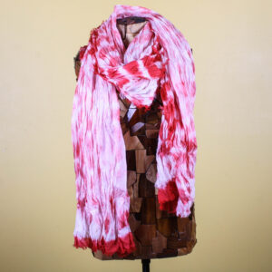 Tie Dye Handmade Silk Scarf with Frayed Edges