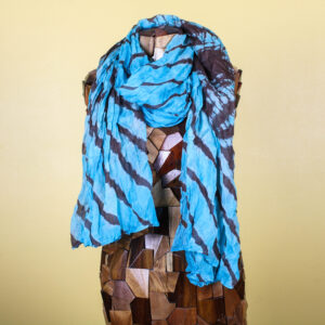 Aqua Blue & Grey Tie Dye Handmade Silk Scarf