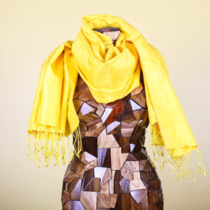 Canary Yellow Handmade Silk Scarf with Fringe