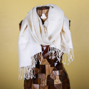 Boho Cream Fringe Handmade Silk Scarf