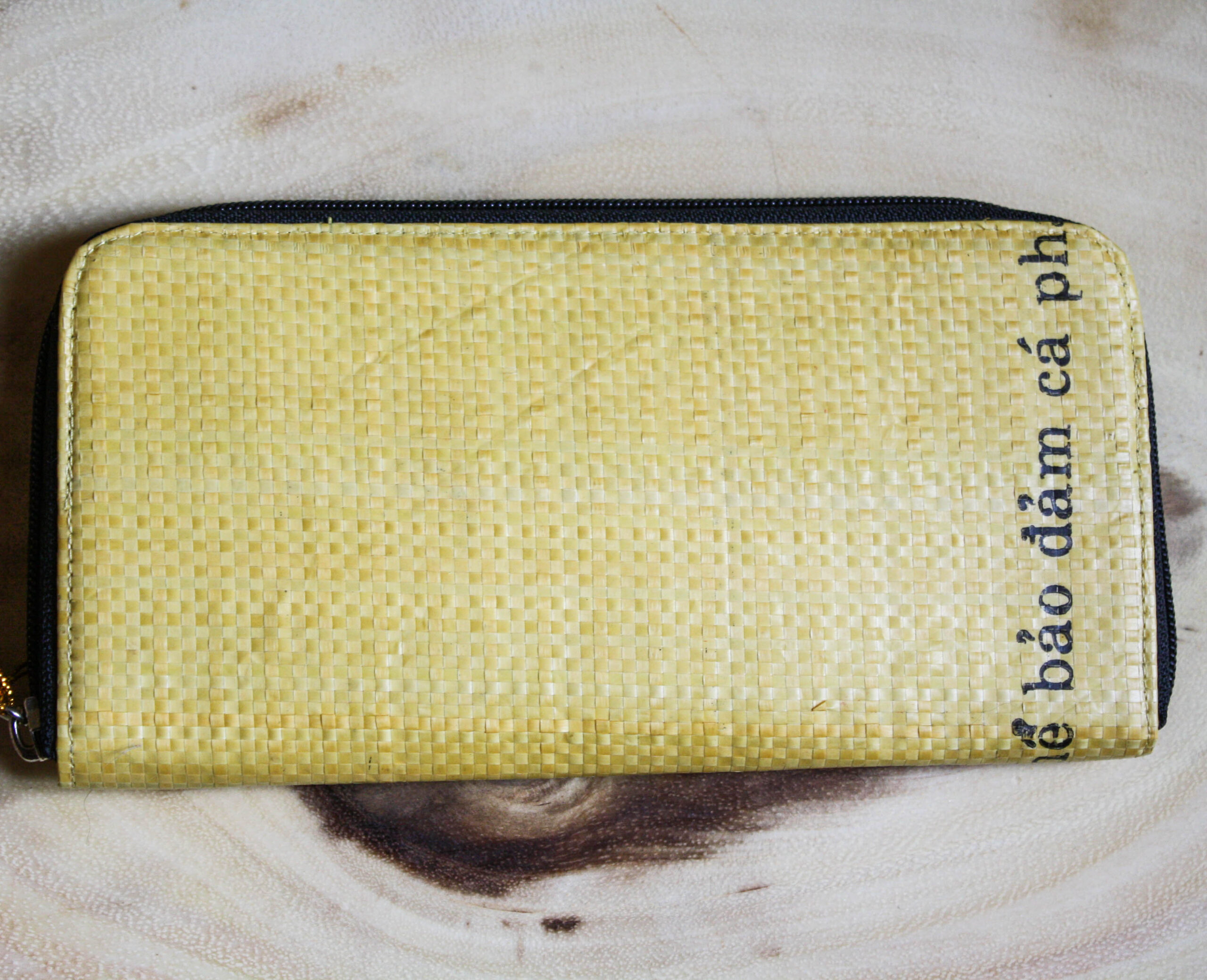 Recycled Zipper Wallet / Handmade from Rice Bag - Image 3