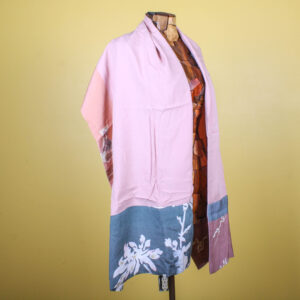 Floral Mauve Grey Silk Shawl