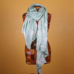 Mint Green & White Tie Dye Handmade Silk Scarf