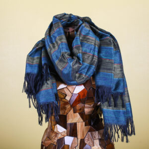 Striped Heavyweight Handmade Silk Scarf/Shawl with Fringe