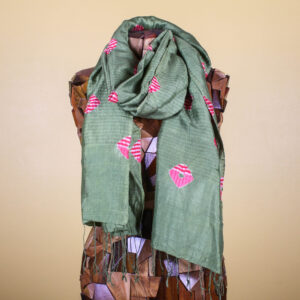 Candy Cane Tie Dye Handmade Silk Scarf with Fringe