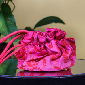 Floral Print Drawstring Handmade Silk Bag