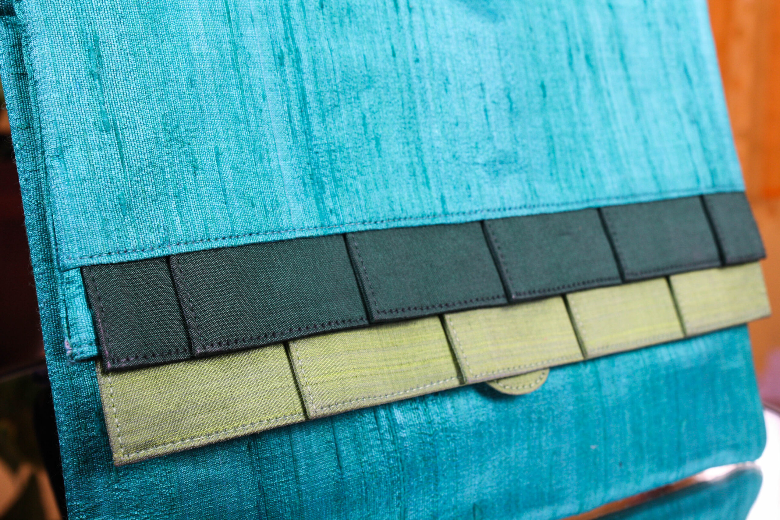 Teal Green Handmade Silk Clutch Purse - Image 4