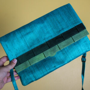 Teal Green Handmade Silk Clutch Purse
