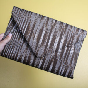 Striped Textured Silk Oversized Clutch Purse - Medium